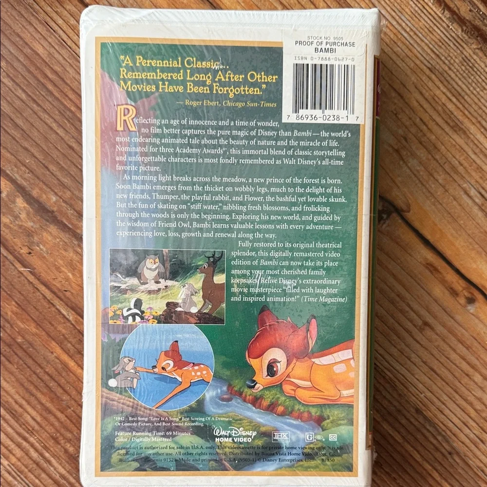 SEALED Disney Bambi Limited Edition VHS with Green and Red Cover